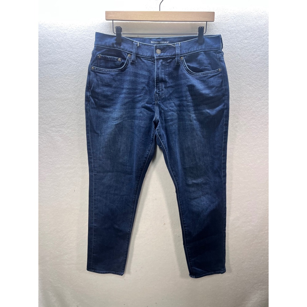 Banana Republic Travel Jean Mens 33/32 Athletic Fit Dark Wash Blue Denim 3121